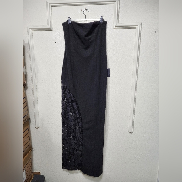 Lulus Irresistible Attitude Black Strapless Lace Column Maxi Dress L Wedding - Picture 6 of 11